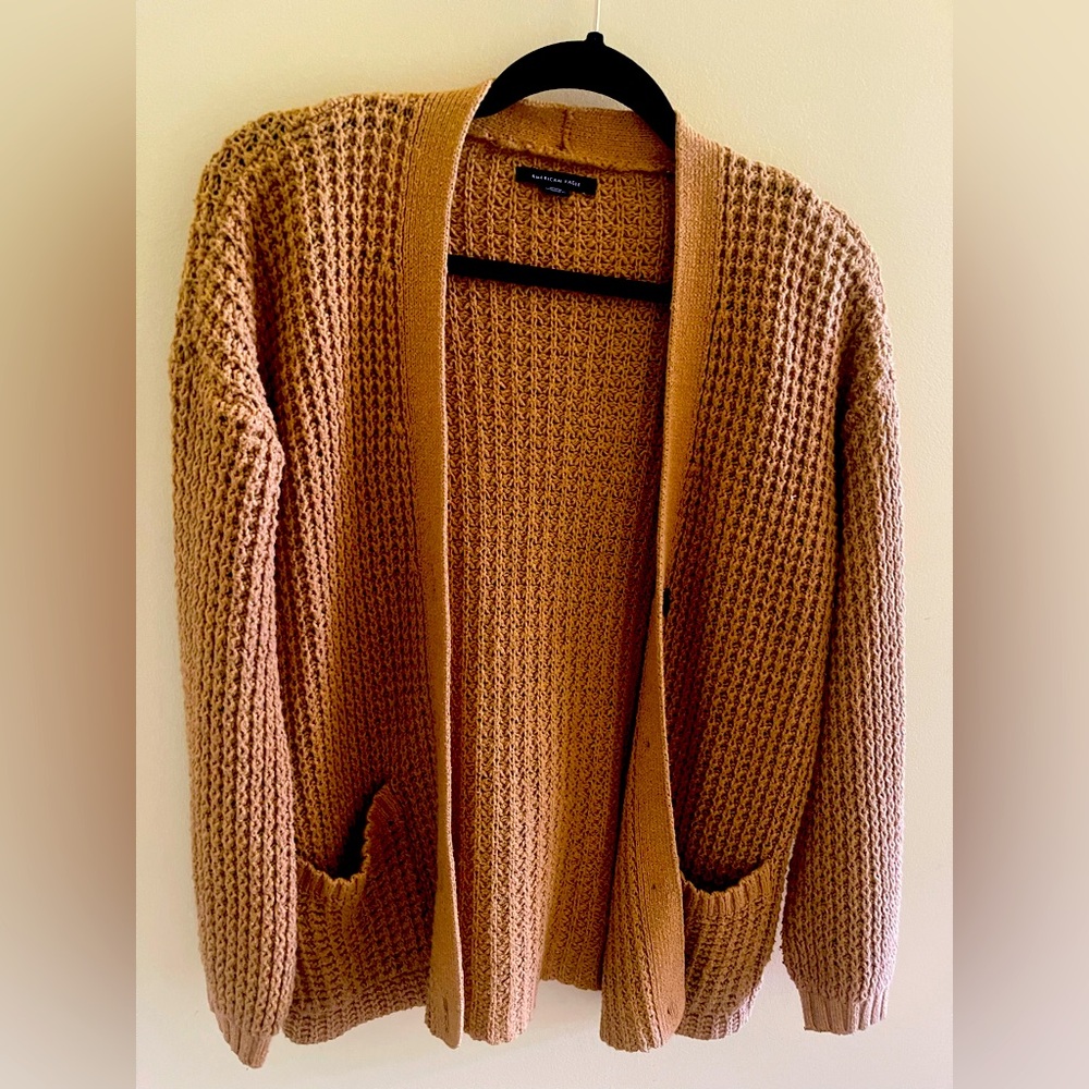 American Eagle Outfitters Mustard Yellow Knit Sweater Cardigan